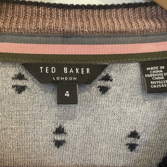 TED Baker Patterned Navy Sweater - Picture 4 of 6